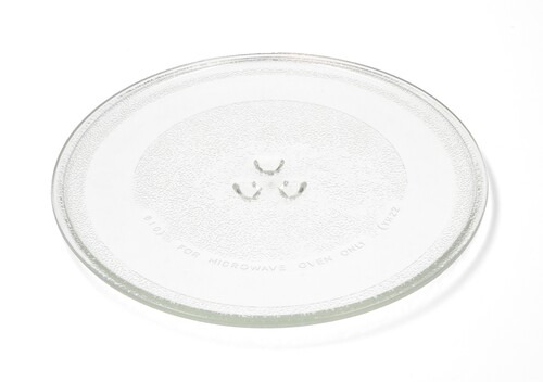 צלחת למיקרוגל אוניברסלית 25.5 ס״מ | זכוכית מסתובבת | חיבור משולש | תוצרת איטליה